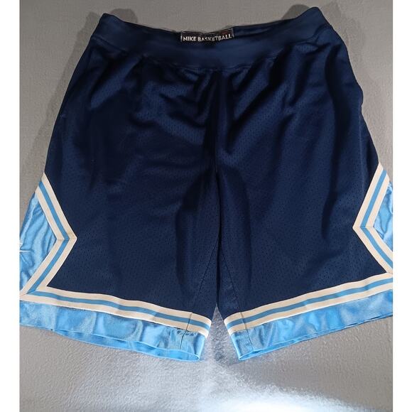 Nike Basketball Shorts XL Blue UNC Tar Heels Style Vintage Mesh Satin Trim 2000s - Picture 1 of 8